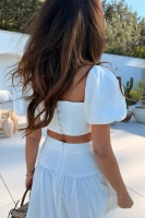 Sheila - Women's White Lace Corset Top 'Santorini'