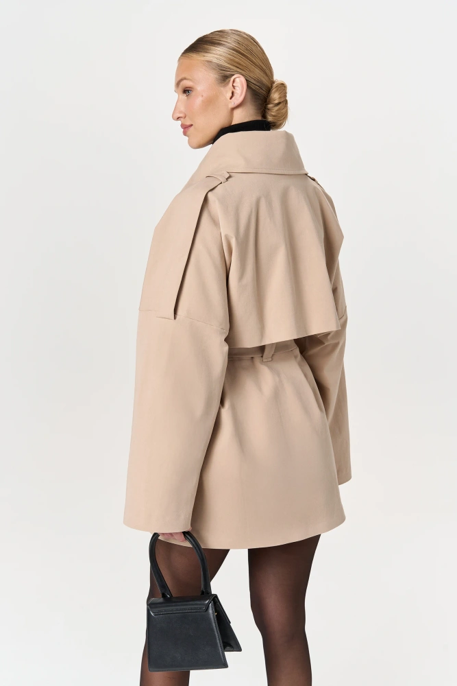 Sheila – Women’s beige trench coat with a high collar “Maison”